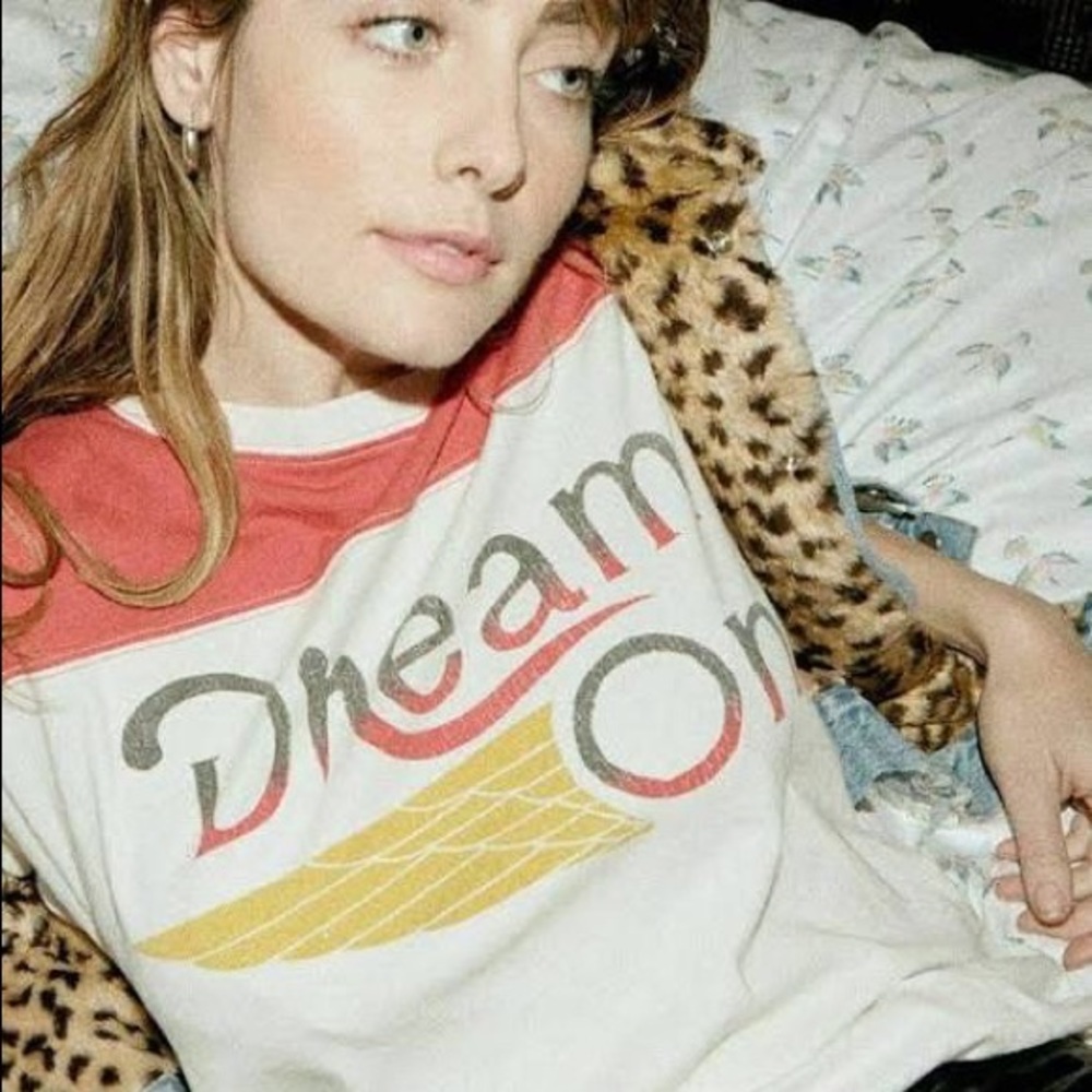 NWT Daydreamer Dream On Varsity Tee in Vintage White - Size Small - Picture 5 of 13